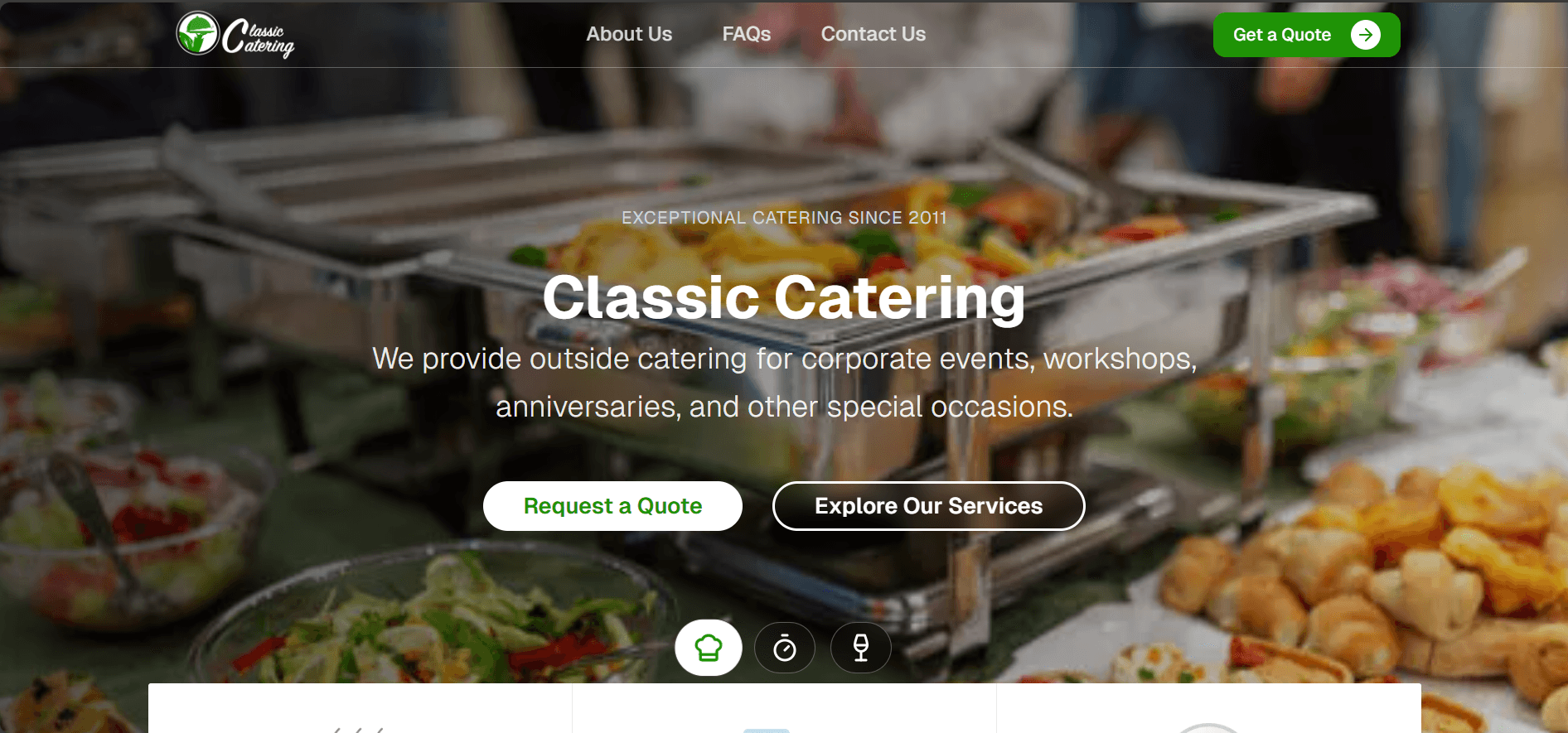 Screenshot of Classic Catering - Catering Service Website