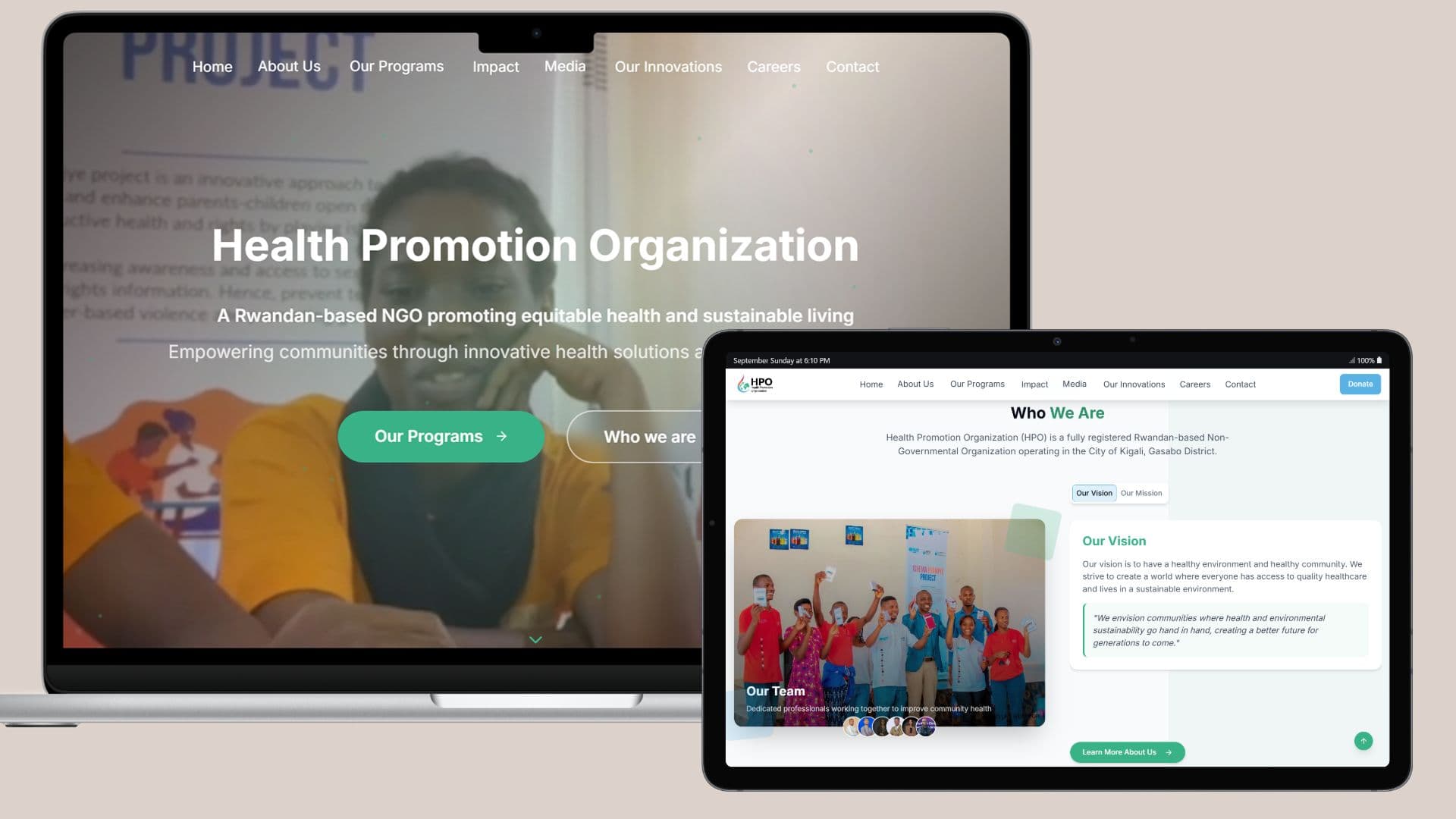 Screenshot of HPO Rwanda - Health Promotion Website